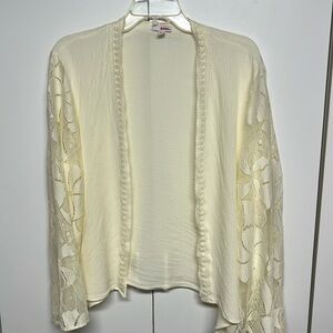 Cream Lace Sleeve Cardigan